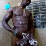 Muscular Black Stud Does Shower Show
